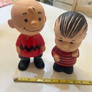 Charlie Brown and Linus vintage hard plastic dolls from 1960s